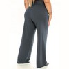 Womens Plus Size Stretch Dress Pants Comfy Wide Leg Belted Lounge Pants for Office - 2 of 3