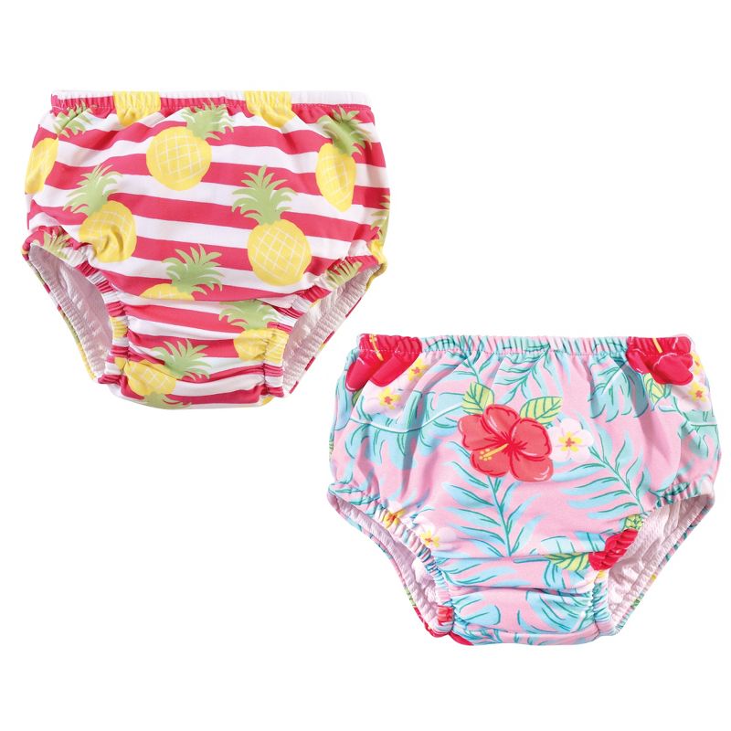 Hudson Baby Infant and Toddler Girl Swim Diapers, Tropical Floral, 1 of 6
