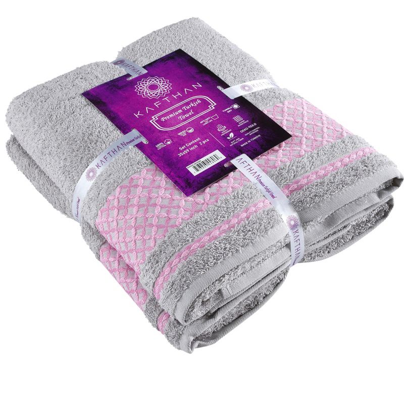 Kafthan Textile Plaid Cotton Bath Towels (Set of 2), 3 of 6