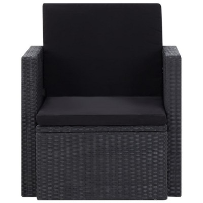 vidaXL Patio Armchair Black PE rattan, Steel, Polyester Medium