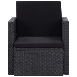 vidaXL Patio Armchair Black PE rattan, Steel, Polyester Medium - 1 of 4