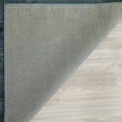 Vintage Blue Rectangular Easy Care Viscose Area Rug