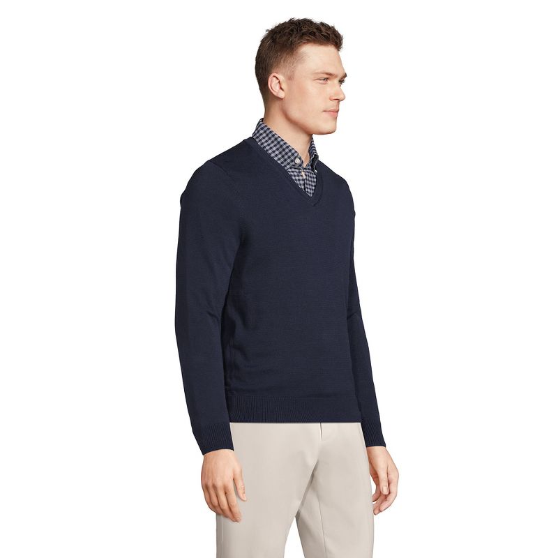 Lands' End Men's Classic Fit Fine Gauge Supima Cotton V-neck Sweater, 5 of 6