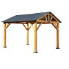 Fir Wood Carport Pavilion Gazebo, Shade, Rain, Hard Top Steel Metal Roof,with Galvanized Steel Roof, Wooden Frame - 3 of 4