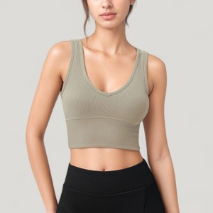 Anna-Kaci Active Women's Ribbed Sports Bra with Wide Straps and Scoop Neckline for Low to Medium Impact Activities - 1 of 4