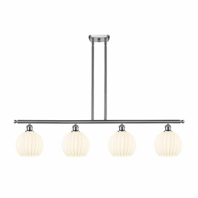 White Venetian - 4 Light Stem Hung Island In Modern Style-11 Inches Tall and 48 Inches Wide