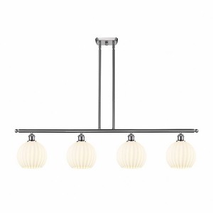 White Venetian - 4 Light Stem Hung Island In Modern Style-11 Inches Tall and 48 Inches Wide - 1 of 1