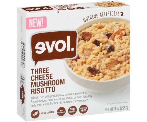 Evol Three Frozen Cheese Mushroom Risotto Prepared Meals - 9oz