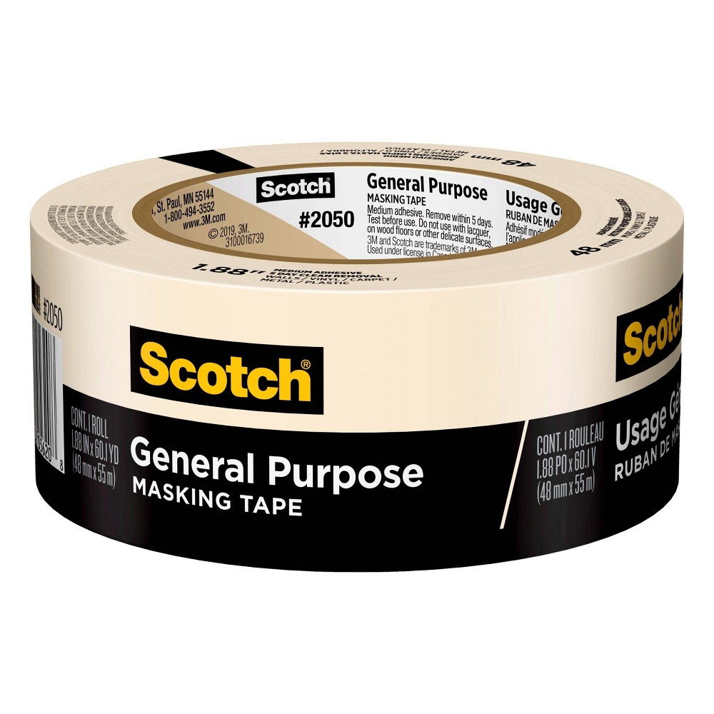 Scotch Greener Painters Masking Tape  2 in x 60 Yds  Tan  1 Roll