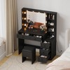 Makeup Vanity Desk and Stool, Vanity Desk with Lights in 3 Colors, Vanity Table Set with Charging Station, Drawers and Hidden Storage Shelves - 3 of 4