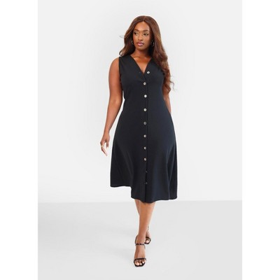 Rebdolls Women's Collette Button Down A Line Midi Dress