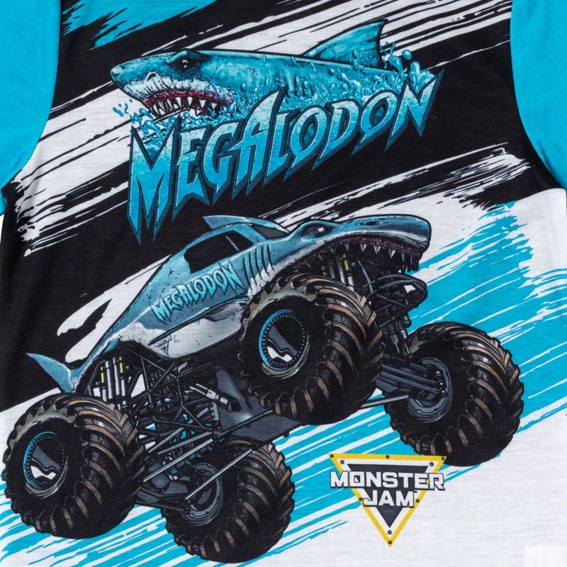 Monster Jam Megalodon El Toro Loco Grave Digger Pullover Pajama Shirt and Shorts Sleep Set Toddler, 5 of 8