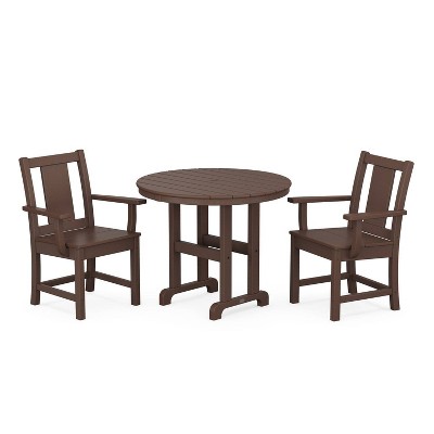 Polywood 3pc Prairie Farmhouse Outdoor Patio Dining Set Mahogany: Rust ...