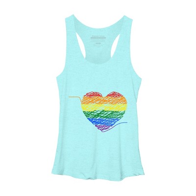 Adult Design By Humans Rainbow Colored String Pride Heart By corndesign Racerback Tank Top