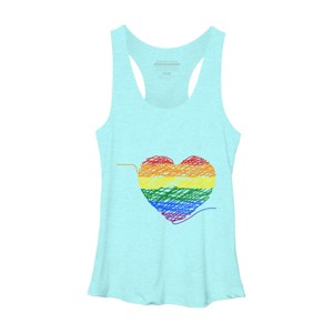 Adult Design By Humans Rainbow Colored String Pride Heart By corndesign Racerback Tank Top - 1 of 2