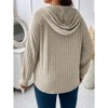 Coolmee Women's Plus Size Solid Drawstring Drop Shoulder Hoodie, Casual Loose Long Sleeve Hooded Pullover Tops - 2 of 4