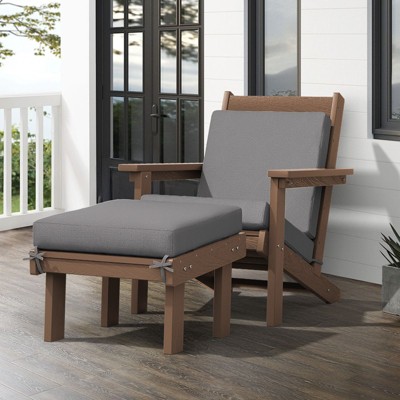 Hyleory Premium HDPE Outdoor Adirondack Chair with Ottoman and Cushion,best choice for your outdoor furniture