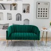 SEYNAR Modern Glam Comfy 50" Metal Legs Curved Sofa 2 Seaters Loveseat with Tufted Back - 2 of 4