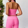 Anna-Kaci Active Women's Ribbed Halter Neck Sports Bra with Built-In Bra - 3 of 4