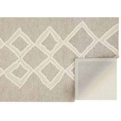 Hand-Tufted Gray and Ivory Wool Geometric Area Rug, 5' x 8'