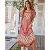 Coolmee Women's Summer Boho Floral Print Dress Vintage Square Neck Ruffle Swing Flowy Beach Long Maxi Dress - 4 of 4