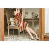 LA LEELA Women's Summer Boho Beach Backless Rainbow Cross Stripe Mini Swing Casual Dress Tube Top Casual Dresses for Women One Size Multicolor Stripe - 4 of 4