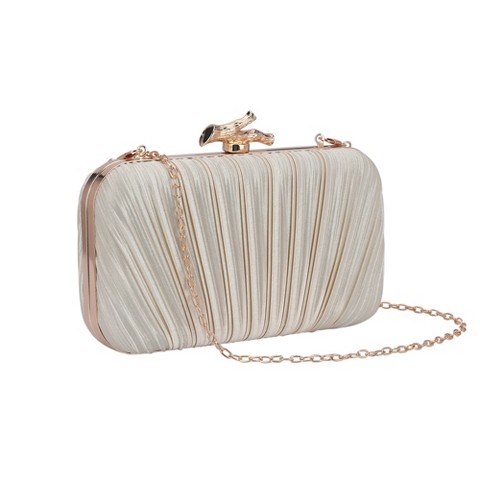 Сумки INSPIRE CHIC Clutch Purses for Women Evening Bag Pleated Shoulder Bag with Chain Apricot 7.9*1.9*4.7 inches