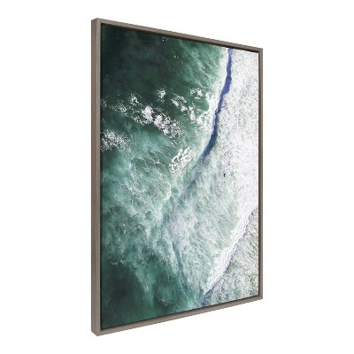 Paddle Out Ocean Waves Framed Canvas Wall Art