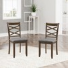 Gulches Walnut Dining Chairs Set of 4 Modern Curved Linen Seat Solid Rubber Wood Kitchen Side - 2 of 4