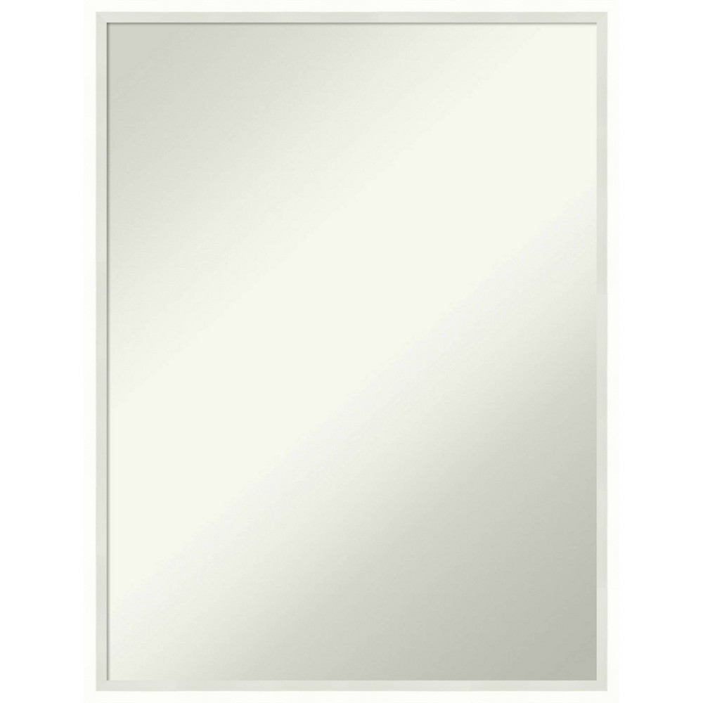 19" x 25" Non-Beveled Lucie Wood Bathroom Wall Mirror White - Amanti Art: Modern Rectangular Vanity, Includes Mounting Hardware