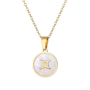 Adornia Tarnish Resistant 18k Gold Plated Mother of Pearl Zodiac Necklace - 1 of 2