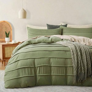 Sage Green King Duvet Cover Set, 3PCS Soft Breathable with Zipper, 104x90 - 1 of 4