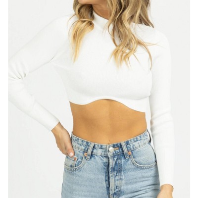 Women's UNDERBUST LONGSLEEVE CROP - OLIVACEOUS