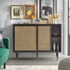 Allen Mid-Century Modern Buffet Black/Natural - Angelo:Home: Rattan Sliding Doors, Tapered Legs - image 3 of 4