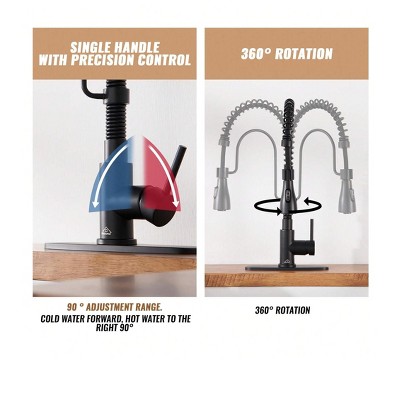 Matte Black Stainless Steel Pull-Down Kitchen Faucet with Spray