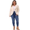 Agnes Orinda Women's Plus Size Texture Lapel Irregular Hem Long Sleeve Soft Knit Causal Open Front Cardigan 2X Beige - 3 of 4