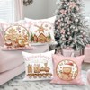 Christmas Throw Pillow Covers 18x18 Set of 4, Gingerbread Man House Pillow Cover, Pink - 4 of 4