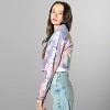Women's Rugrats Tie-Dye Frayed Crop Denim Jacket - 3 of 4