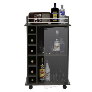 VYNXARIA Dukat Bar Cart,Two Shelves, Six Built-in Wine Rack, Four Casters for Garden, Dining Room,Espresso - 1 of 4