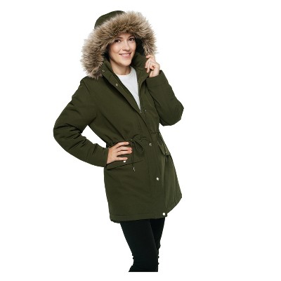 Женские куртки Rokka&Rolla Women's Mini Fur Lined Parka Coat-Olive, size Medium — фото 4