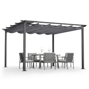HAPPATIO Outdoor Retractable Pergola Canopy Patio Pergola with Aluminum Frame - 1 of 4