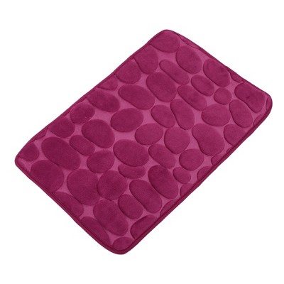 1pc Cobblestone Embossed Red Bath Rug, Minimalist Polyester Non