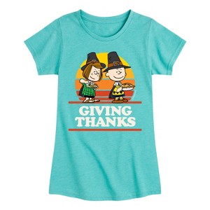 Girls' - Peanuts - Giving Thanks Fitted Short Sleeve Graphic T-Shirt - 1 of 4