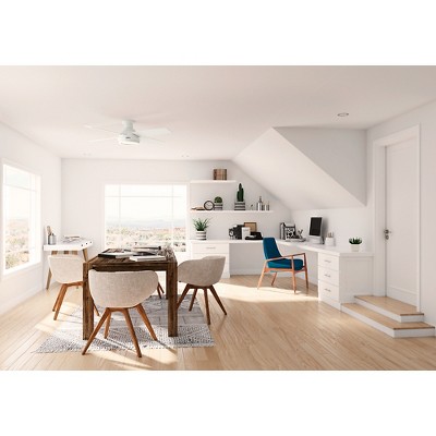 Dempsey 52" Fresh White Low Profile Ceiling Fan with Remote & Lighting