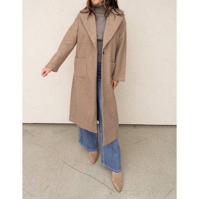 Women's Longline Button-closure Coat - Blu Pepper