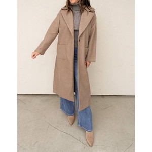 Women's Longline Button-closure Coat - Blu Pepper - 1 of 4