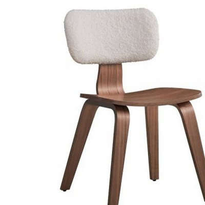 Casson White Velvet and Walnut Upholstered Side Chair