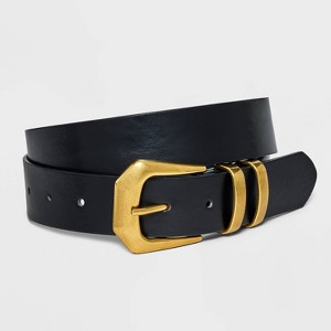 Women's Sculpted Metal Buckle Belt - Universal Thread™ Black - 1 of 3