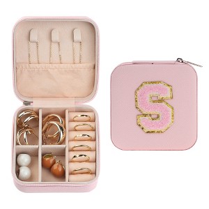 Unique Bargains Travel Letter Design Mini PU Leather Jewelry Box for Women's Girls' Birthday Gift - 1 of 4