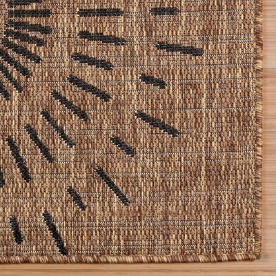 Chestnut Brown Geometric Flatweave Indoor Outdoor Rug, 8' x 10'